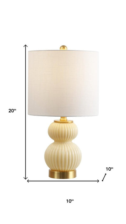 20" Gold Gourd Table Lamp With Drum Shade HomeRoots