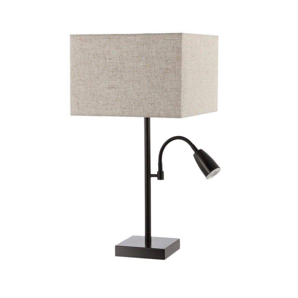 Set of Two 26" Antiqued Bronze Swing Arm Table Lamps With Square Shades — view 7