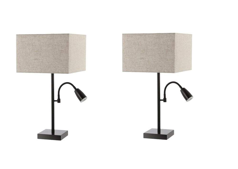 Set of Two 26" Antiqued Bronze Swing Arm Table Lamps With Square Shades — view 8