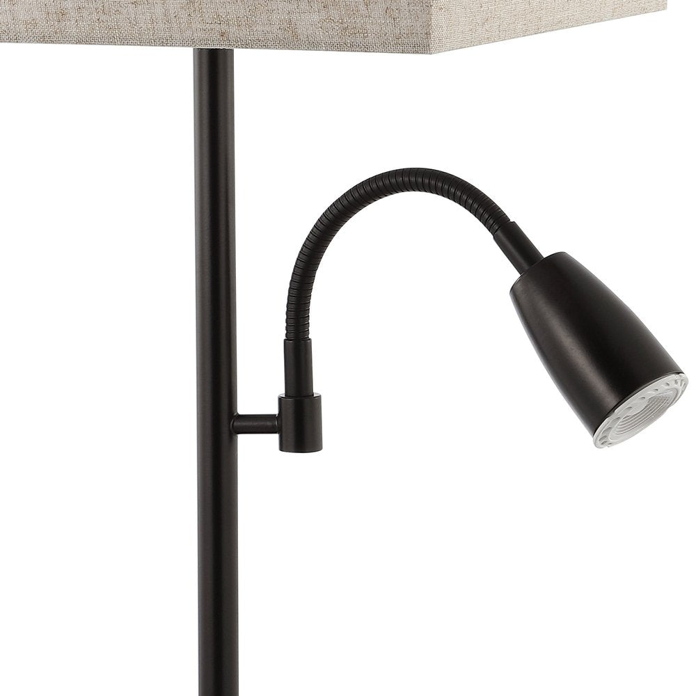 Set of Two 26" Antiqued Bronze Swing Arm Table Lamps With Square Shades — view 1