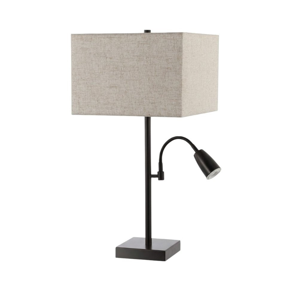 Set of Two 26" Antiqued Bronze Swing Arm Table Lamps With Square Shades — view 5