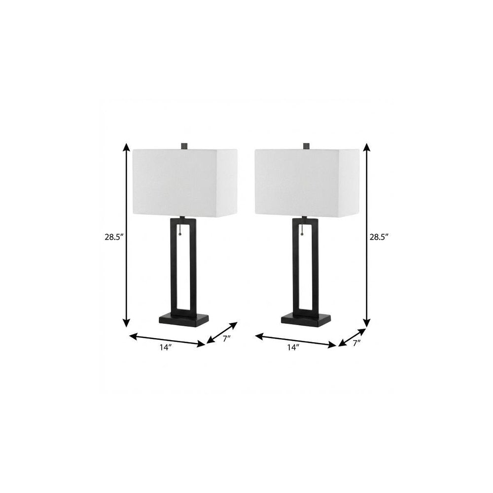 Set of Two 29" Black Table Lamps With Shades HomeRoots