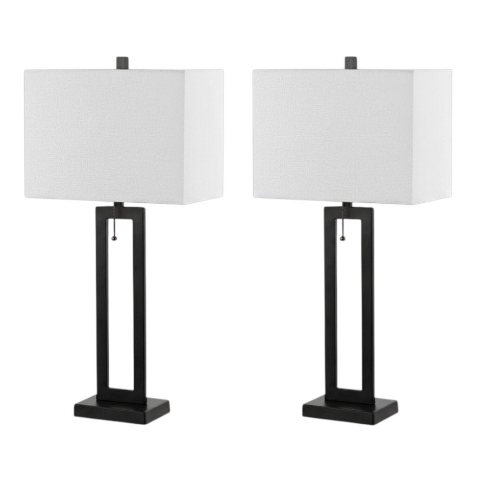 Set of Two 29" Black Table Lamps With Shades HomeRoots