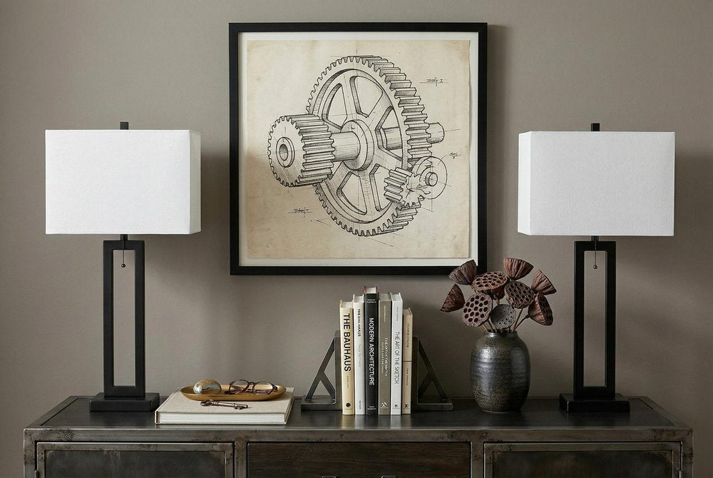 Set of Two 29" Black Table Lamps With Shades HomeRoots