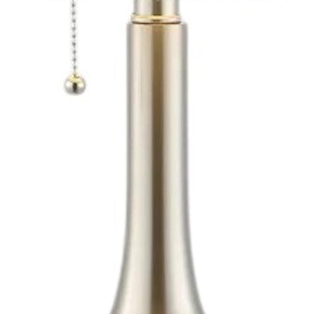 Set of Two 24" Nickel Gourd Table Lamps With Drum Shades HomeRoots