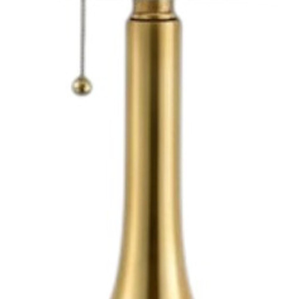 Set of Two 24" Gold Gourd Table Lamps With Drum Shades HomeRoots