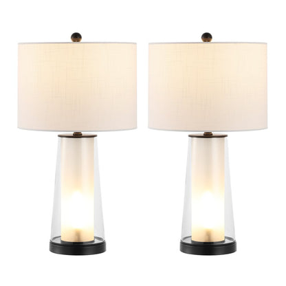 Set of Two 26" Antiqued Bronze Lighthouse Table Lamps With Drum Shades HomeRoots