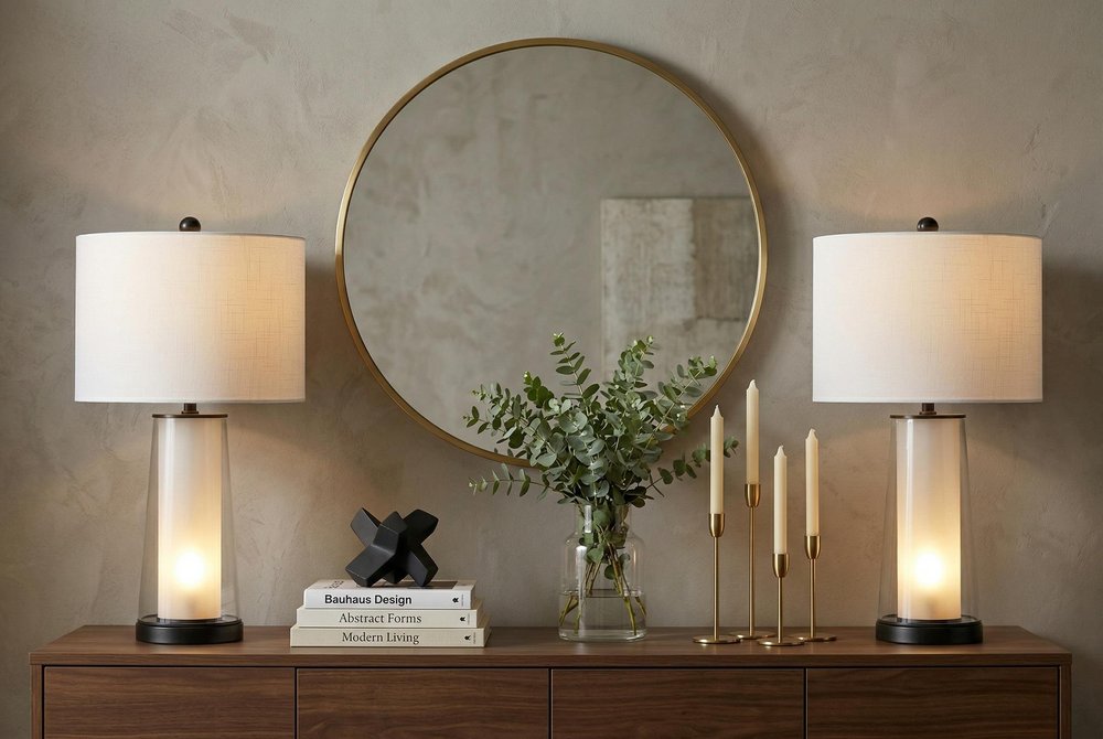 Set of Two 26" Antiqued Bronze Lighthouse Table Lamps With Drum Shades HomeRoots