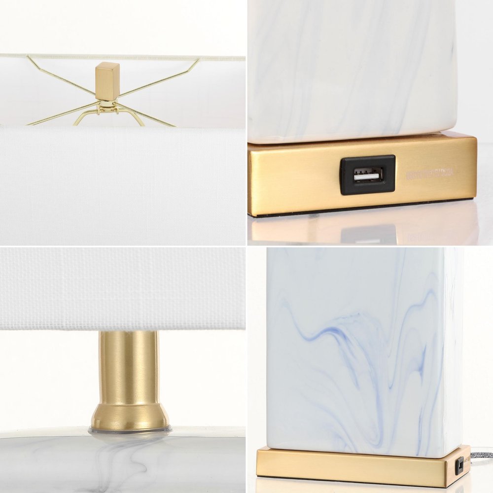 Set of Two 25" Gold Table Lamps With Shades — view 1