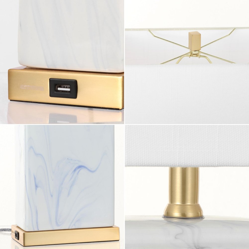 Set of Two 25" Gold Table Lamps With Shades — view 4