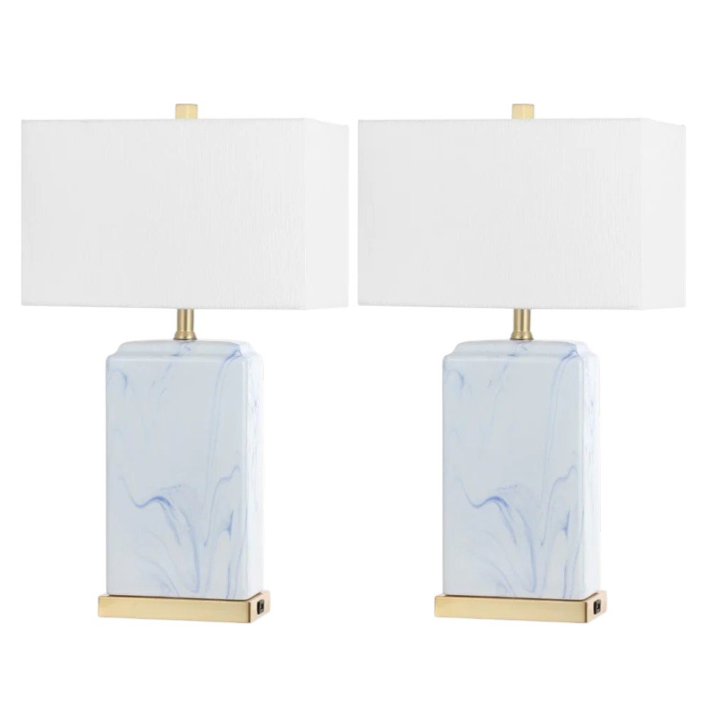 Set of Two 25" Gold Table Lamps With Shades — view 3