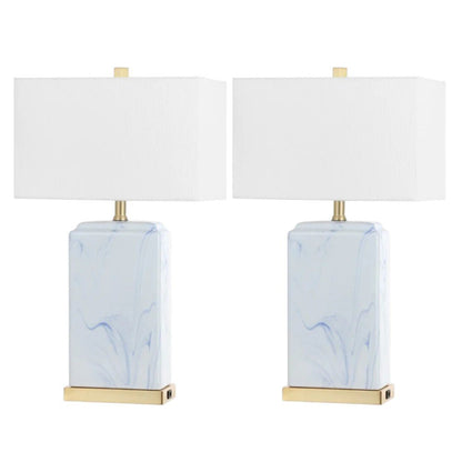 Set of Two 25" Gold Table Lamps With Shades