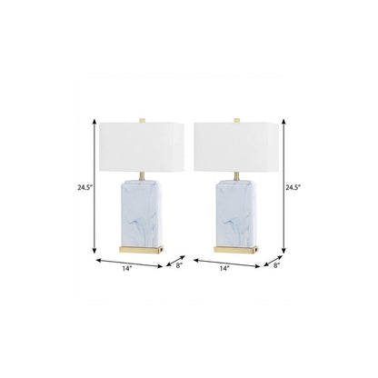Set of Two 25" Gold Table Lamps With Shades