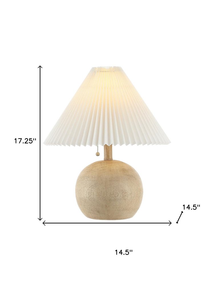17" Beige Ribbed Round Table Lamp With Empire Shade HomeRoots