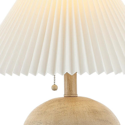 17" Beige Ribbed Round Table Lamp With Empire Shade HomeRoots