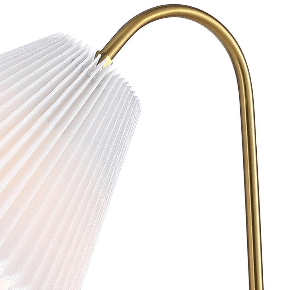 22" Gold Ribbed Swing Arm Geometric Arched Lamp With Empire Shade HomeRoots