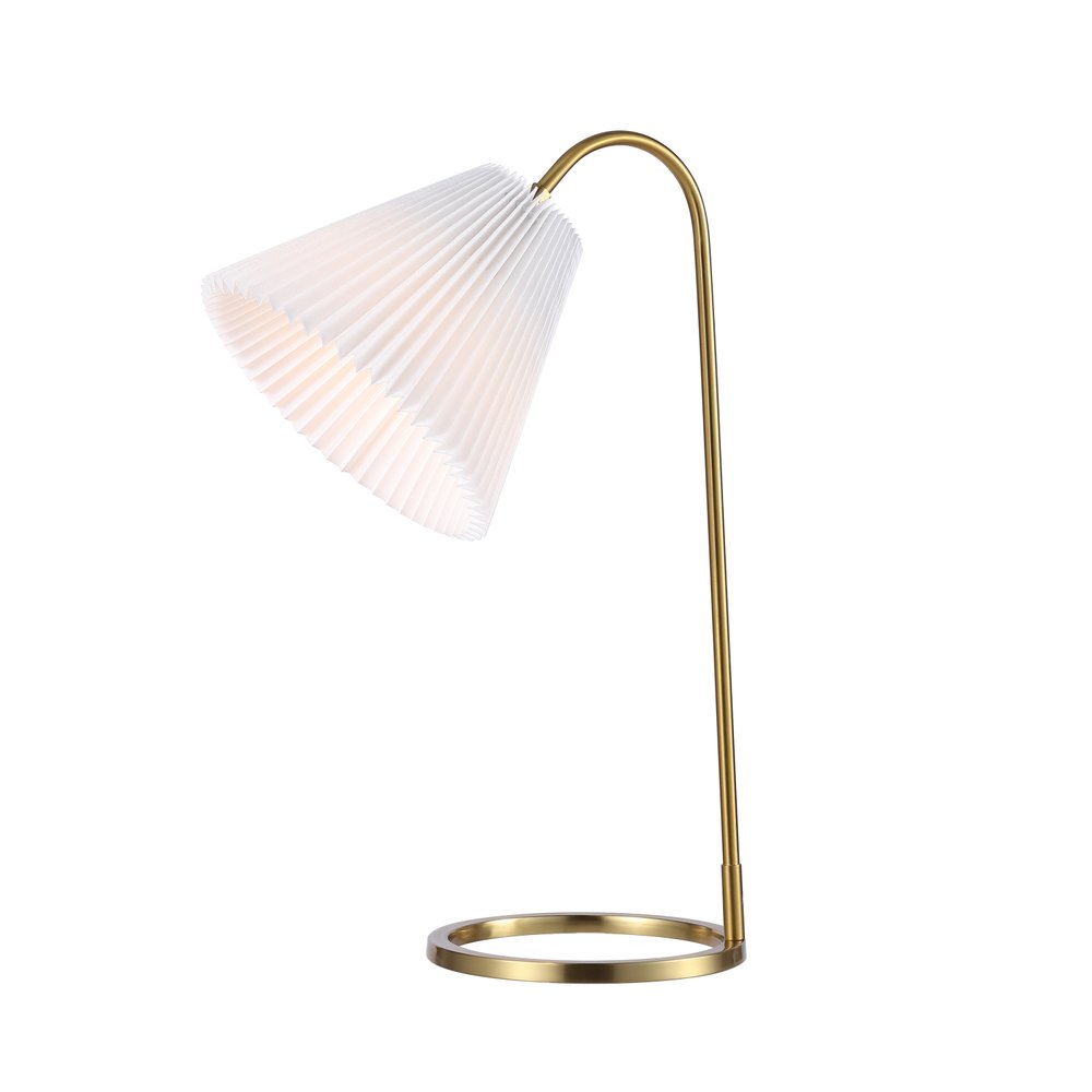 22" Gold Ribbed Swing Arm Geometric Arched Lamp With Empire Shade HomeRoots