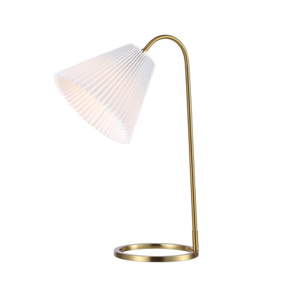 22" Gold Ribbed Swing Arm Geometric Arched Lamp With Empire Shade HomeRoots