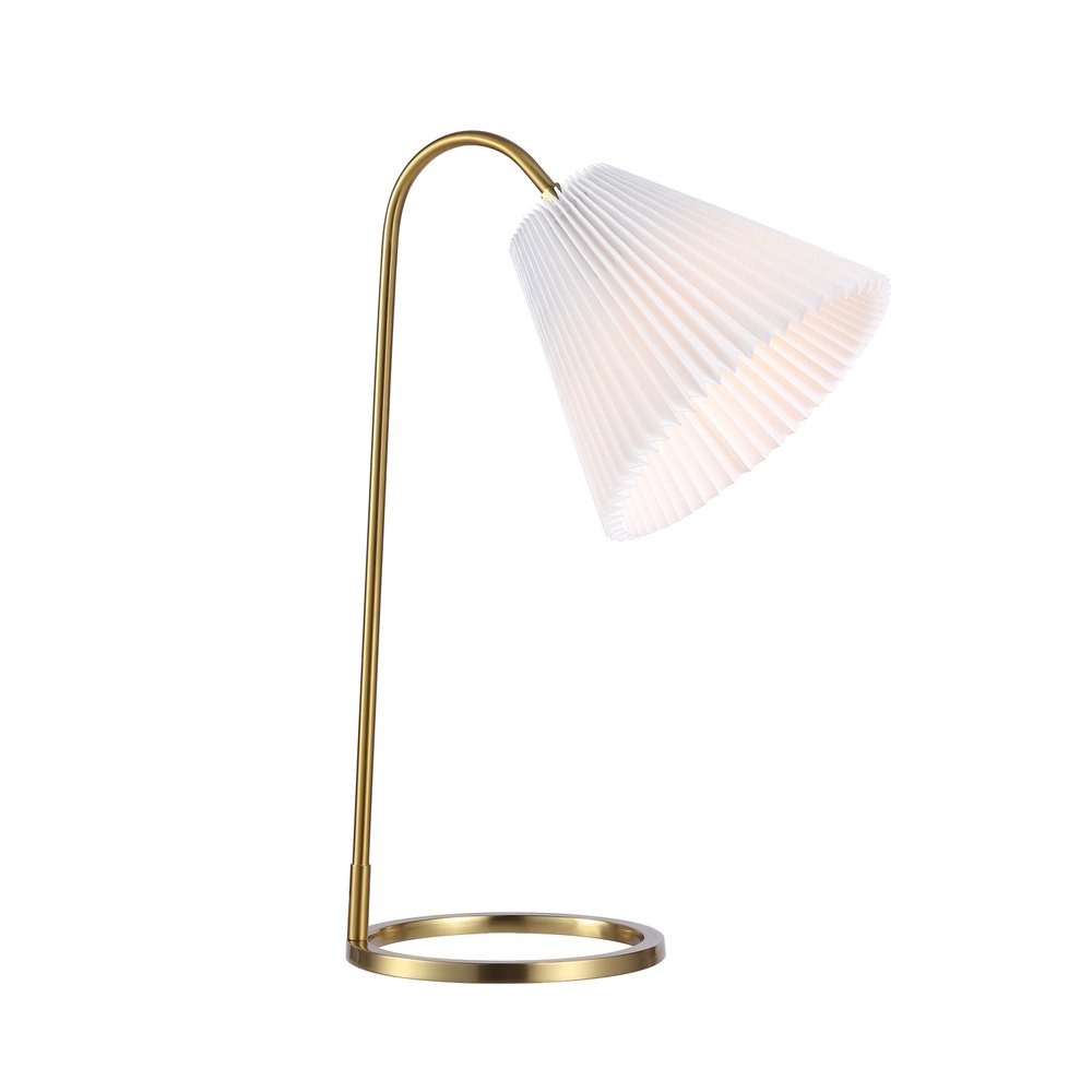 22" Gold Ribbed Swing Arm Geometric Arched Lamp With Empire Shade HomeRoots