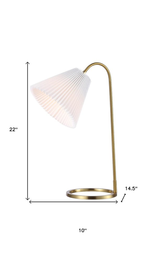 22" Gold Ribbed Swing Arm Geometric Arched Lamp With Empire Shade HomeRoots