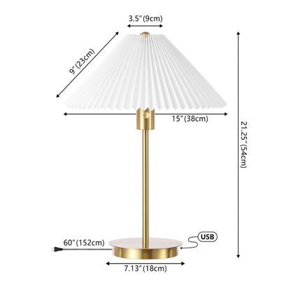 21" Gold Table Lamp With Empire Shade