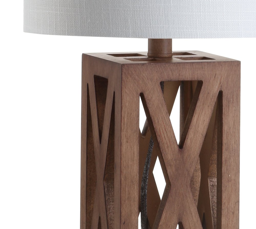 22" Brown Table Lamp With Drum Shade — view 2