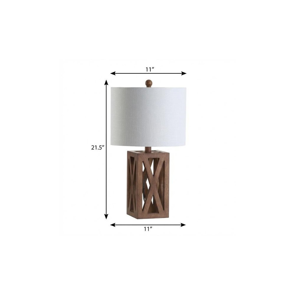 22" Brown Table Lamp With Drum Shade — view 6