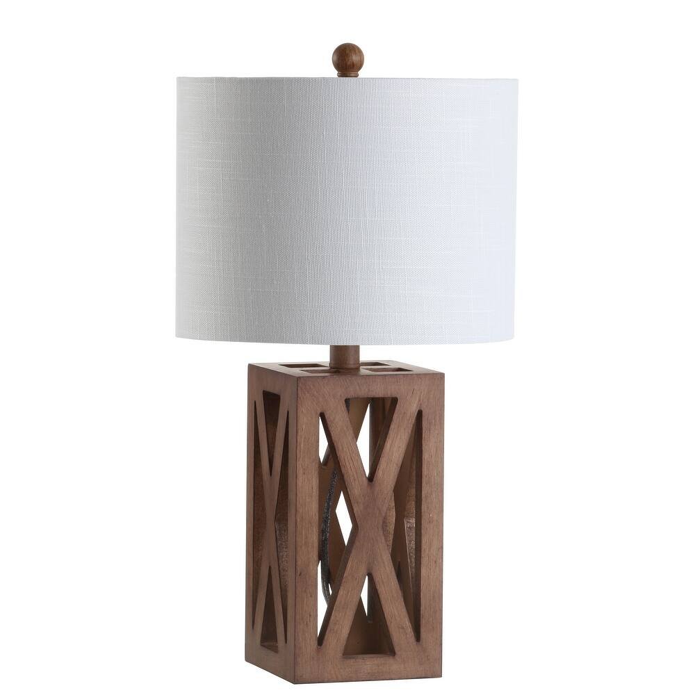 22" Brown Table Lamp With Drum Shade — view 5