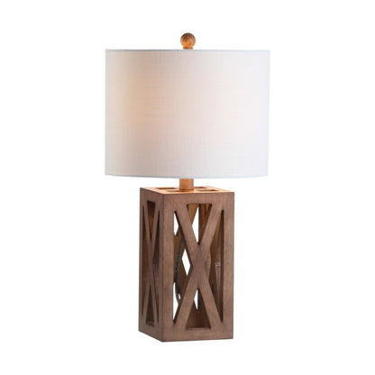 Set of Two 22" Brown Table Lamps With Drum Shades HomeRoots