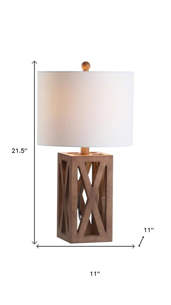 Set of Two 22" Brown Table Lamps With Drum Shades HomeRoots