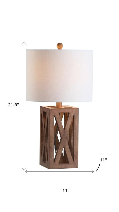 Set of Two 22" Brown Table Lamps With Drum Shades HomeRoots