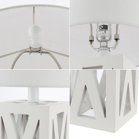 Set of Two 22" White Table Lamps With Drum Shades HomeRoots