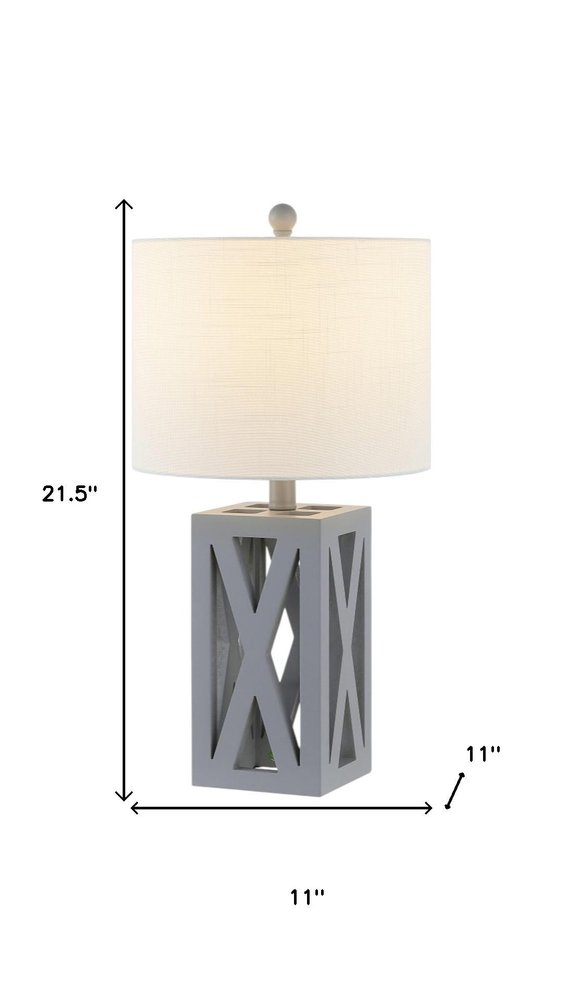 Set of Two 22" Gray Table Lamps With Drum Shades HomeRoots