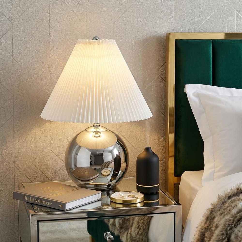 23" Silver Globe Lamp Base With Empire Shade HomeRoots