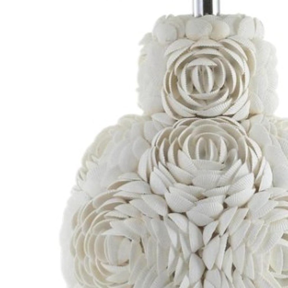 24" Off White Seashell Table Lamp With White Drum Shade — view 5