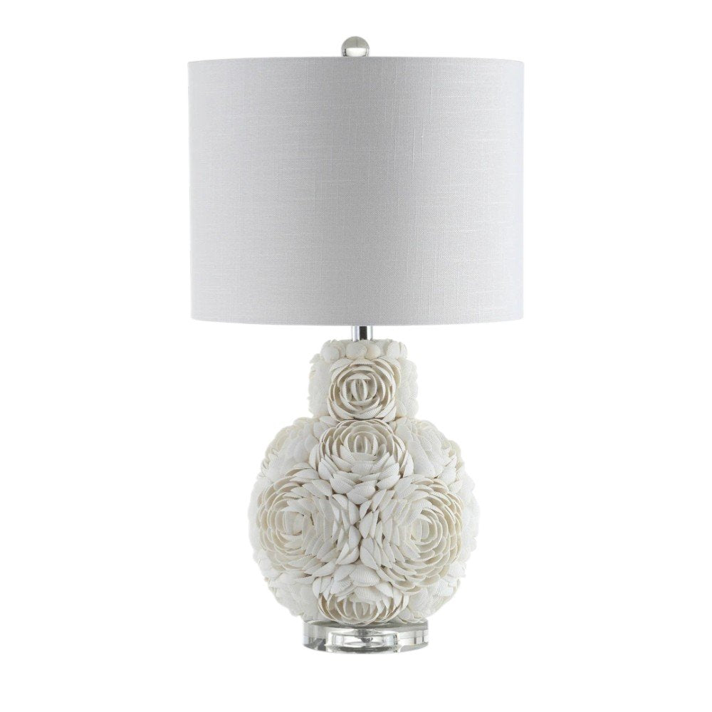 24" Off White Seashell Table Lamp With White Drum Shade — view 4
