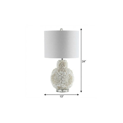 24" Off White Seashell Table Lamp With White Drum Shade