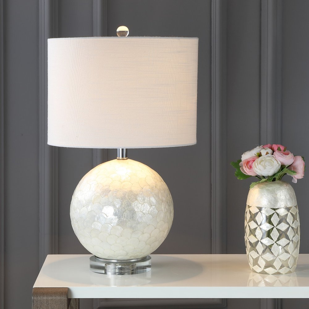 24" Clear Globe Lamp Base With Drum Shade — view 1