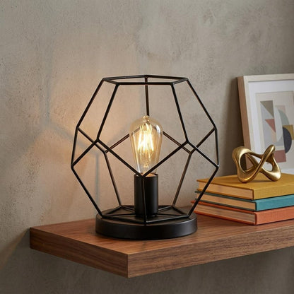 10" Black Geometric Table Lamp HomeRoots