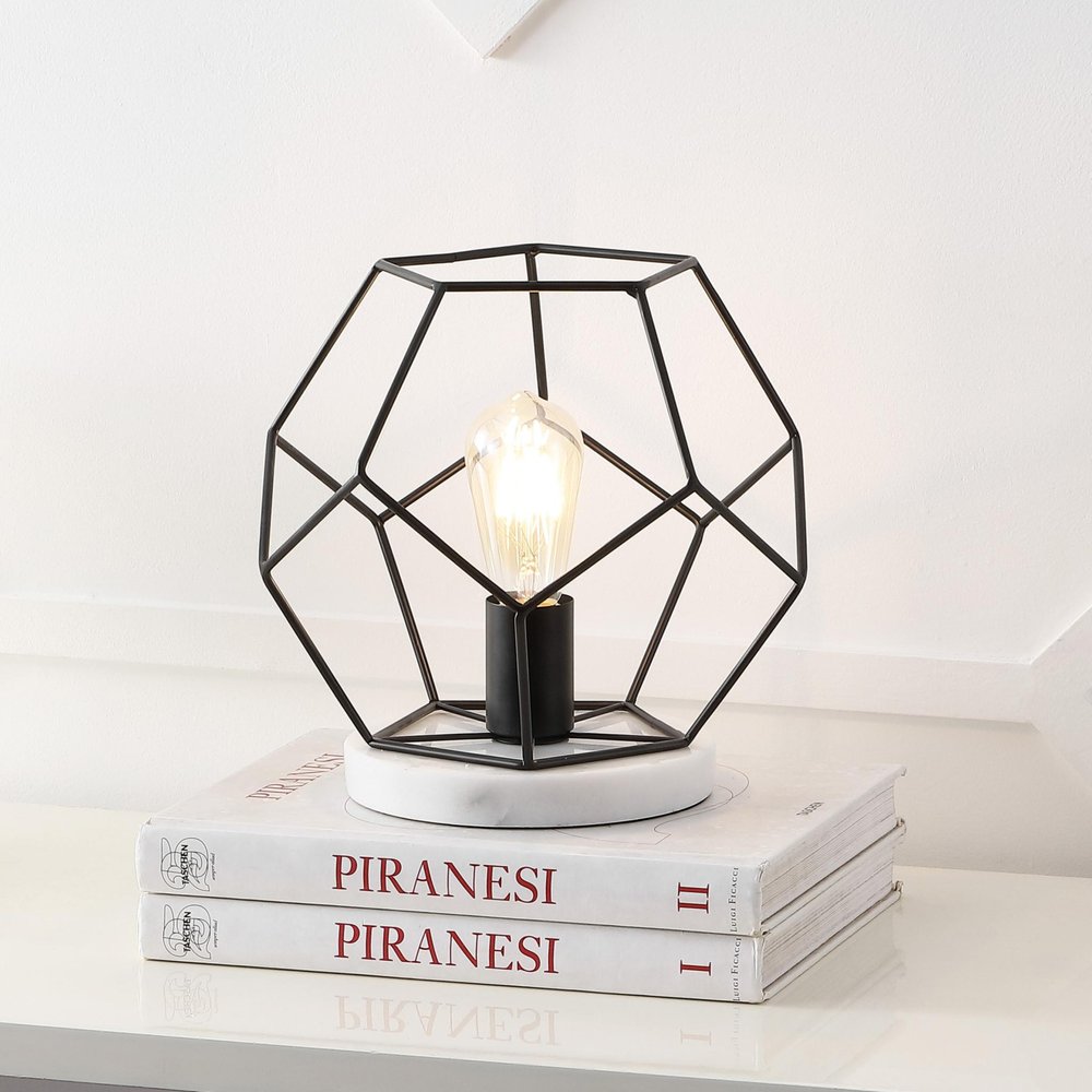 10" White Geometric Table Lamp HomeRoots