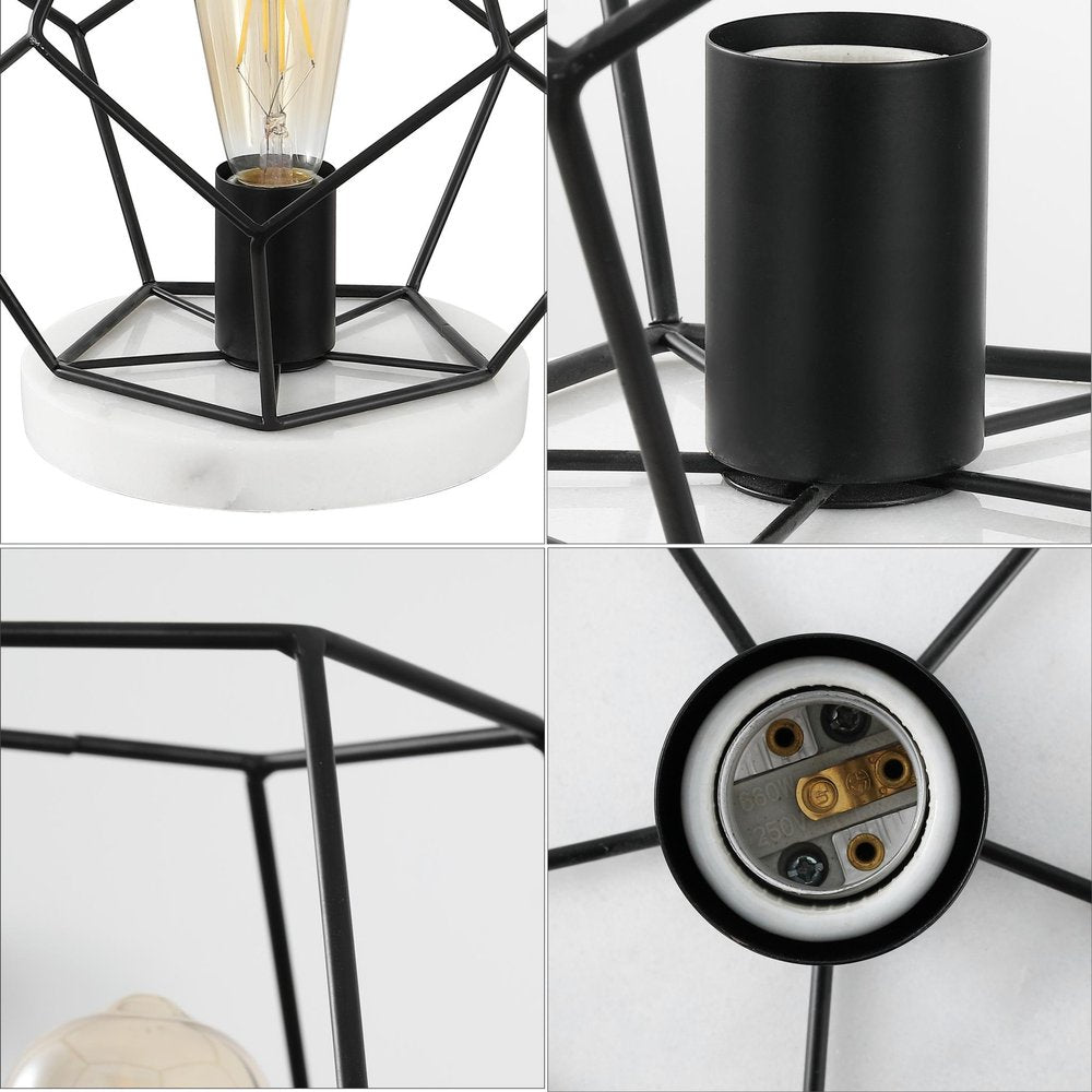 10" White Geometric Table Lamp HomeRoots