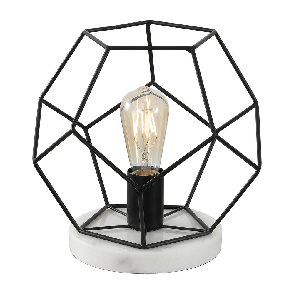 10" White Geometric Table Lamp HomeRoots