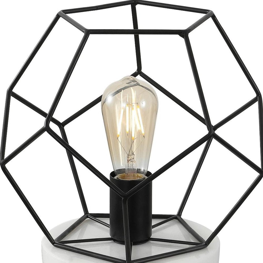 10" White Geometric Table Lamp HomeRoots
