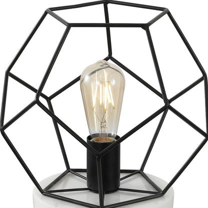 10" White Geometric Table Lamp HomeRoots