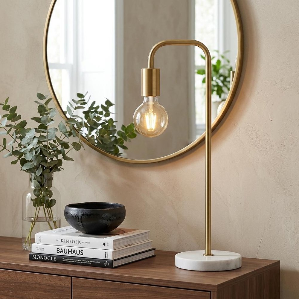 21" White Round Table Lamp — view 7