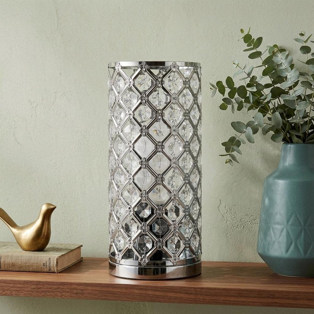 10" Silver Column Lamp HomeRoots