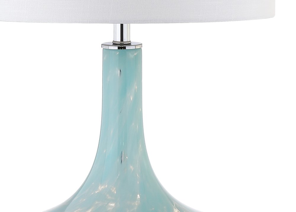 29" Light Blue And Clear Teardrop Glass Table Lamp With Drum Shade — view 3