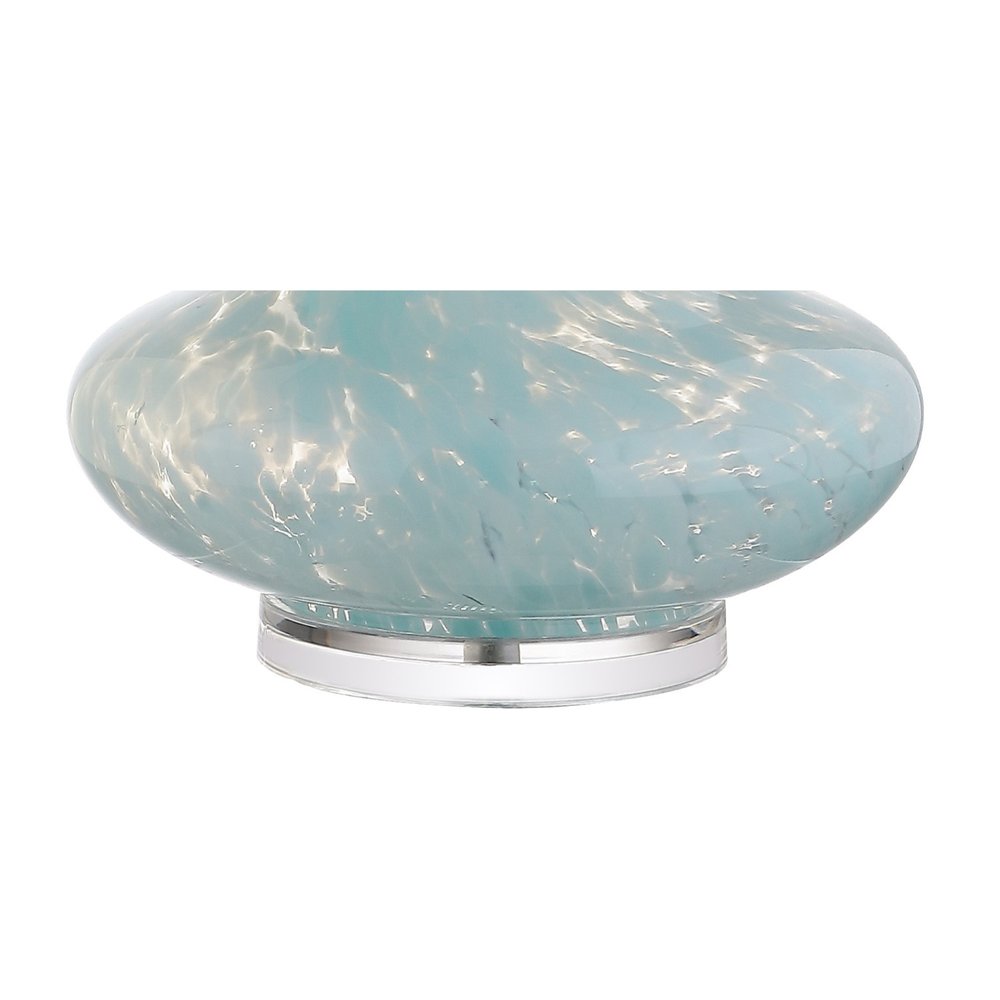 29" Light Blue And Clear Teardrop Glass Table Lamp With Drum Shade — view 2