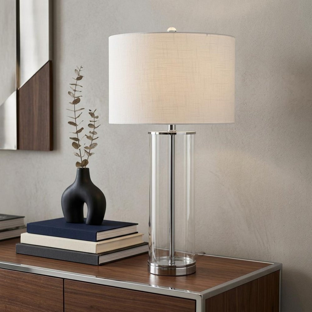 29" Silver Novelty Table Lamp With Drum Shade HomeRoots