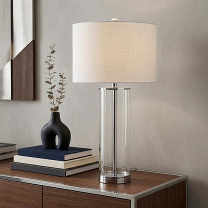 29" Silver Novelty Table Lamp With Drum Shade HomeRoots